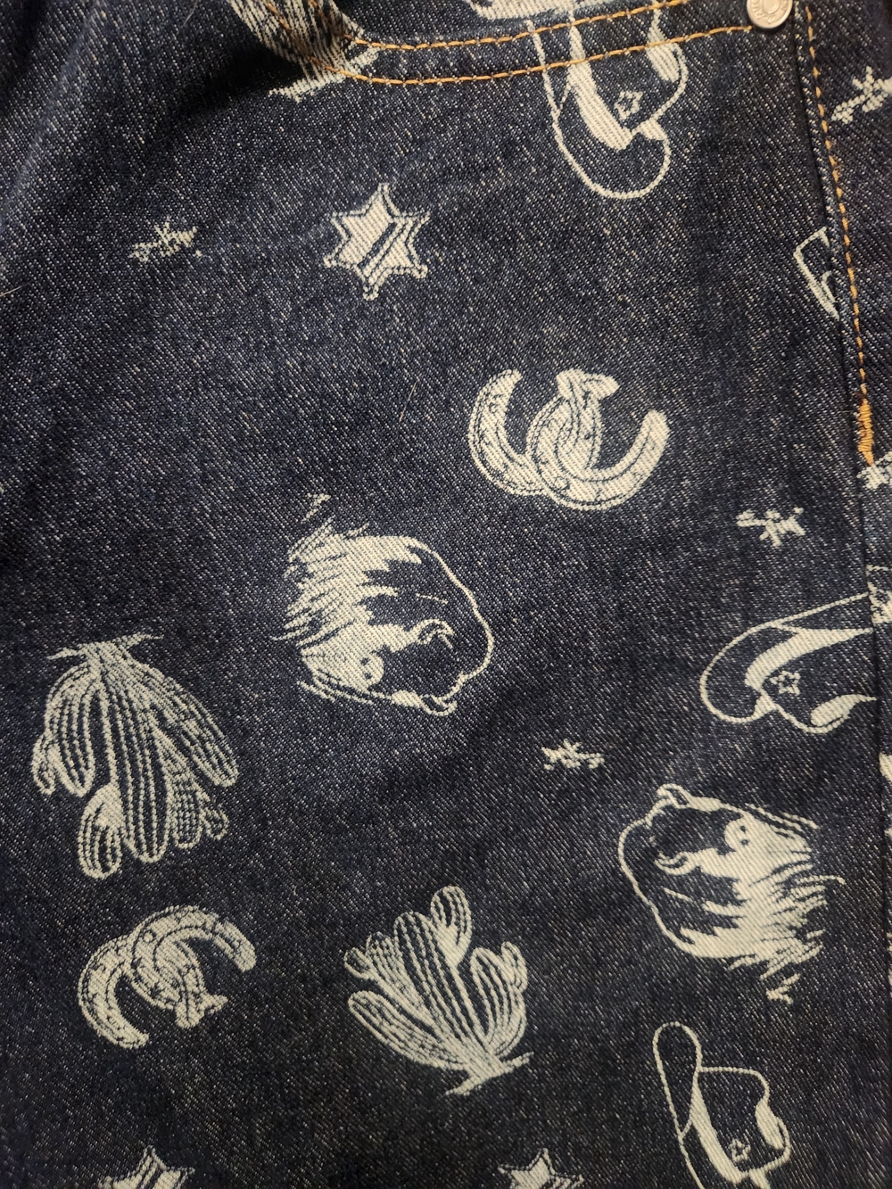 Denim Western Printed Jean Cutoff Shorts - Picture 3 of 6